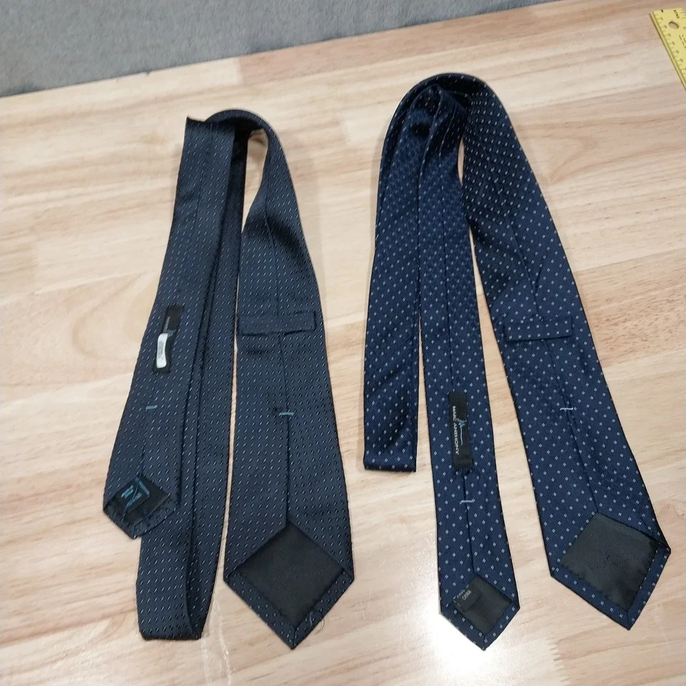 Marc Anthony Necktie Mens 2 Pack Silk Geometric Pattern Blue